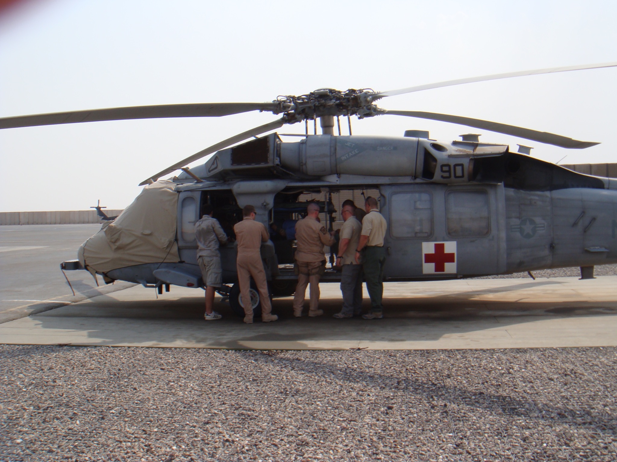 Medical evacuation helicopter and response personnel operating in an austere environment